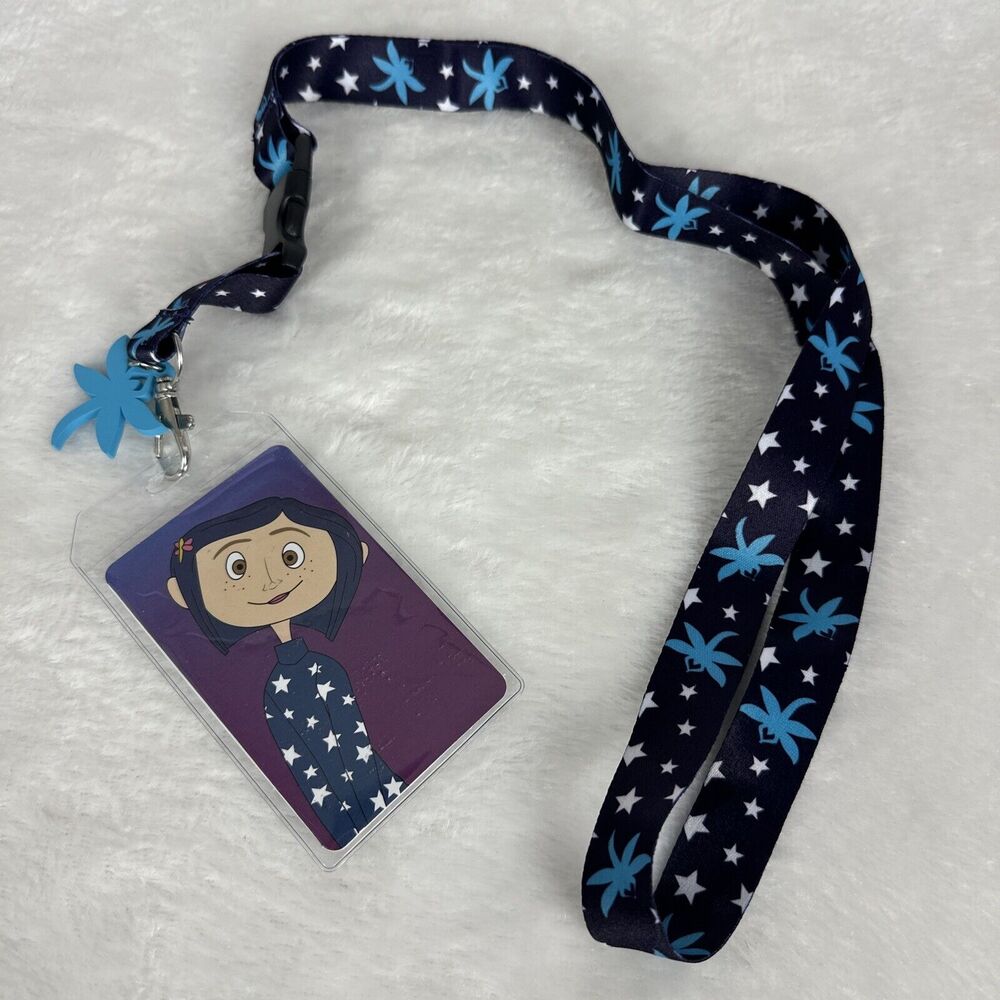 New Coraline Dragonflies Stars Lanyard Rubber Charm ID Badge Holder Loungefly